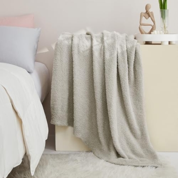CYMULA Knit Throw Blanket Cozy Microfiber 50x60 Light Grey