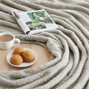 CYMULA Knit Throw Blanket Cozy Microfiber 50x60 Light Grey