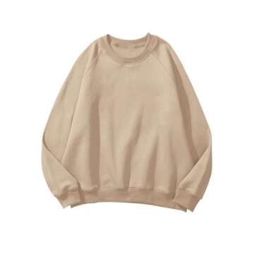 Lauweion Women Letter Print Graphic Fleece Oversized Sweatshirt Crewneck Long Sleeve Pullover Jumper...