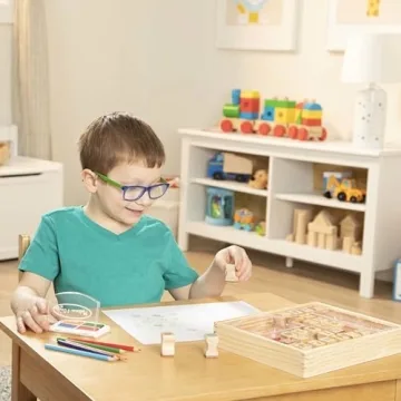 Melissa & Doug Wooden Stamp Set for Kids - 26 Stamps