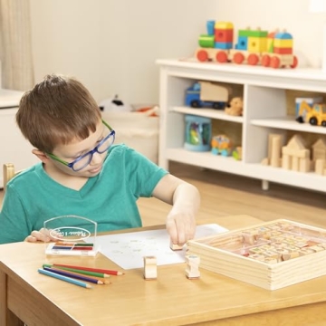 Melissa & Doug Wooden Stamp Set for Kids - 26 Stamps