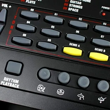 RockJam 49 Key Keyboard Piano with Power Supply, Sheet Music Stand, Piano Note Stickers & Simply Piano Lessons, Black