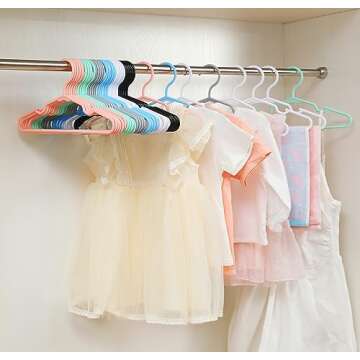 60 pcs White Baby Nursery Closet Hangers,Non-Slip Laundry Infant Pant Hanger for Newborn Clothes,Ultra-Thin Child Coat Hanger for Girl Boy Toddler Kid