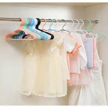 60 pcs White Baby Nursery Closet Hangers,Non-Slip Laundry Infant Pant Hanger for Newborn Clothes,Ultra-Thin Child Coat Hanger for Girl Boy Toddler Kid