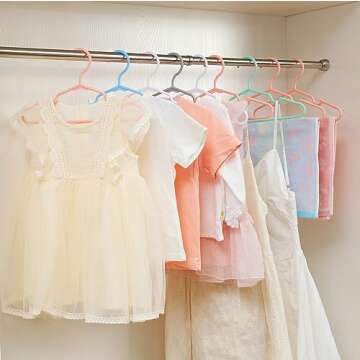 60 pcs White Baby Nursery Closet Hangers,Non-Slip Laundry Infant Pant Hanger for Newborn Clothes,Ultra-Thin Child Coat Hanger for Girl Boy Toddler Kid