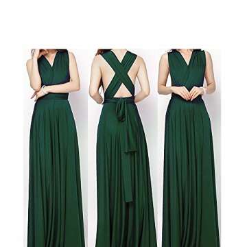 Women's Transformer Convertible Multi Way Wrap Long Prom Maxi Dress V-Neck High Low Wedding Bridesmaid Evening Party Grecian Dresses Boho Backless Halter Formal Cocktail Dance Gown Green Medium