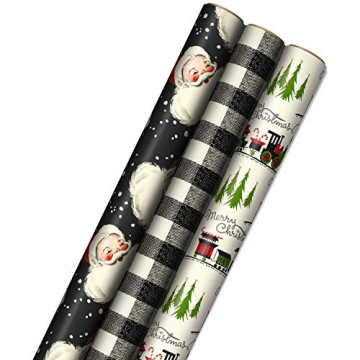Hallmark Retro Christmas Wrapping Paper - 3 Rolls, 120 Sq Ft