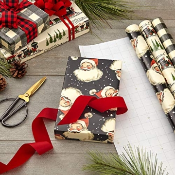 Hallmark Retro Christmas Wrapping Paper 3 Rolls 120 Sq Ft