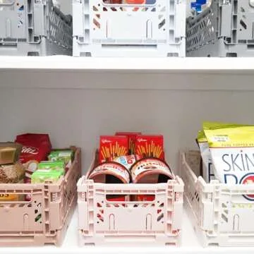 Collapsible Storage Box, Foldable Crate Organizer Bin with Handle, Stackable Crates for Home Organization (Coffee - Ivory - Lime, 4L - 3-Pack)