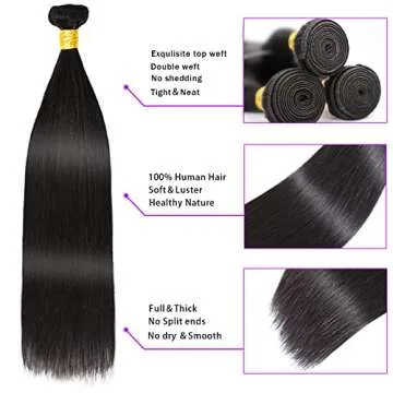 VIOLET Human Hair Straight Wig, 18 20 22+16, Black, 100% Unprocessed Brazilian Virgin, 150% Density, 4x4 Lace Closure, Full Head Coverage