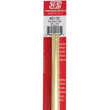 K&S 8135 Round Brass Tube, 3/8" OD x 0.014" Wall x 12" Long, 1 Tube, Made in USA