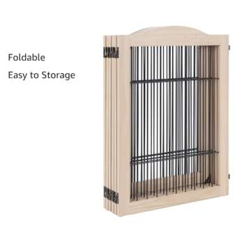 unipaws 132" Extra Wide Dog Gate and Pet Playpen, Free Standing Tall Dog Fence with Walk Through Door, Dog Barriers for Home, Use as Indoor Dogs Cats Pen, Rabbit Pen, Nature