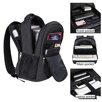 Business Laptop Backpack,IIYBC Water Resistant Anti-Theft College School Backpack with USB Charging ...