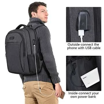 Business Laptop Backpack,IIYBC Water Resistant Anti-Theft College School Backpack with USB Charging Port & Headphone Interface Fits 17 Inch Computer Backpacks for Men Women