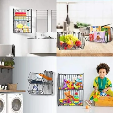 Auledio Stackable Baskets Organizer Durable Wall Storage