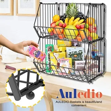 Auledio Stackable Baskets Organizer Durable Wall Storage