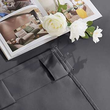 PONY DANCE Blackout Window Curtains - Short Gray Thermal Insulated Drapes Back Tab/Rod Pocket Room Darkening Panels Energy Saving for Bedroom/Bathroom, 42 W x 54 L, Grey, 1 Pair