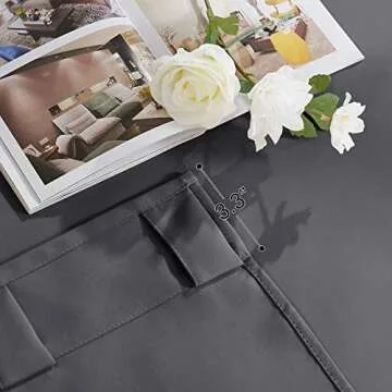 PONY DANCE Blackout Window Curtains - Short Gray Thermal Insulated Drapes Back Tab/Rod Pocket Room Darkening Panels Energy Saving for Bedroom/Bathroom, 42 W x 54 L, Grey, 1 Pair