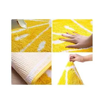 Playtime Cozy Lemon Cute Fruits Half Round Shaped Bedroom Bathroom Doorway Kitchen Floor Rug Carpet Water Absorption Non-Slip mat for Kid's Room (Yellow, 45 * 65CM)