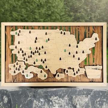 HYPERI US National Parks Map Travel Map, National Park Tracker Checklist, Natural Wall Art, Traveler Gifts For Mom, Dad, Coworker, Valentine's Day Gifts (National Park 2)