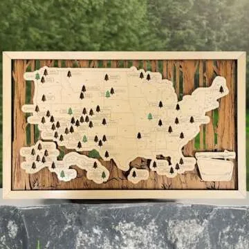 HYPERI US National Parks Map Travel Map, National Park Tracker Checklist, Natural Wall Art, Traveler Gifts For Mom, Dad, Coworker, Valentine's Day Gifts (National Park 2)