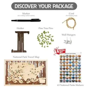 HYPERI US National Parks Map Travel Map, National Park Tracker Checklist, Natural Wall Art, Traveler Gifts For Mom, Dad, Coworker, Valentine's Day Gifts (National Park 2)