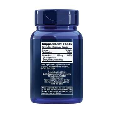 Life Extension Magnesium Caps, 500 mg, magnesium oxide, citrate, succinate, heart health, healthy bo...