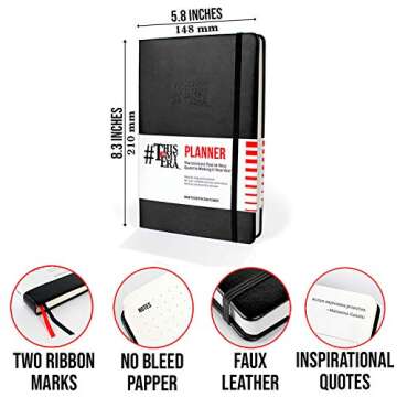 This Is My Era 90 Day Planner, Undated Weekly and Monthly Planner, Life Organizer | Goals Journal, Undated Agenda, Leather & Hard Cover Planner (2 Pack, Black)