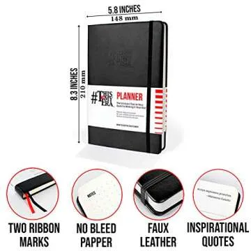 This Is My Era 90 Day Planner, Undated Weekly and Monthly Planner, Life Organizer | Goals Journal, Undated Agenda, Leather & Hard Cover Planner (2 Pack, Black)