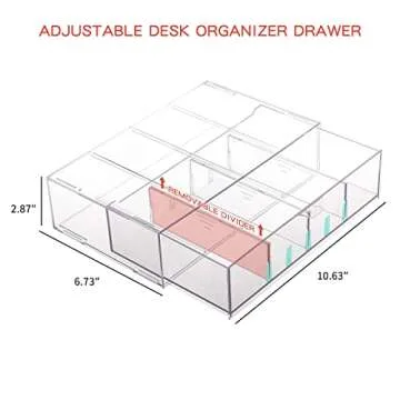 Yesesion Clear Office Organizer Drawer – 2 Pack with Adjustable Compartments for Versatile Storage...