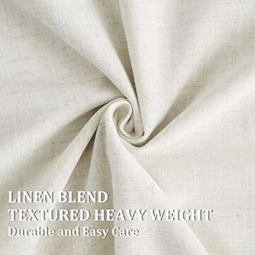 Vision Home Natural Pinch Pleated Full Blackout Curtains Linen Blended Room Darkening Window Curtains 90 inch for Living Room Bedroom Thermal Insulated Pinch Pleat Drapes with Hooks 2 Panel 40"Wx90"L