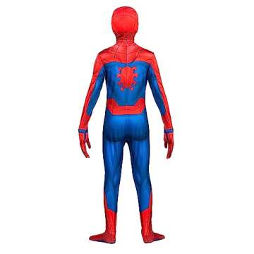 Marvel Spider-Man Official Youth Deluxe Zentai Costume - Stretch Spandex with Hidden Zippers and Wrist Slits (M) Multi