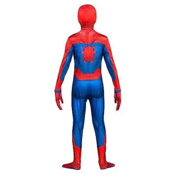 Marvel Spider-Man Official Youth Deluxe Zentai Costume - Stretch Spandex with Hidden Zippers and Wrist Slits (M) Multi