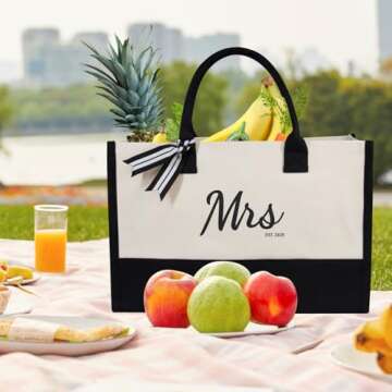 TOPDesign Mrs 2025 Canvas Tote Bag for Bridal Events