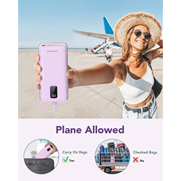 Charmast 10000mAh Portable Charger Built-in Cables Wall Plug