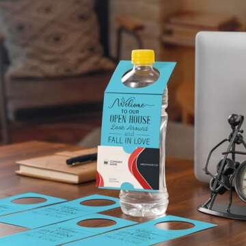 Eersida 50 Pieces Open House Water Bottle Hang Tags Open House Supplies Tags for Bottles Real Estate...