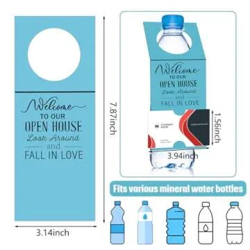 Eersida 50 Pieces Open House Water Bottle Hang Tags Open House Supplies Tags for Bottles Real Estate Agent Supplies for Real Estate Agent Favors (Blue)