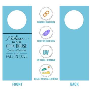 Eersida 50 Pieces Open House Water Bottle Hang Tags Open House Supplies Tags for Bottles Real Estate Agent Supplies for Real Estate Agent Favors (Blue)