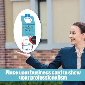 Eersida 50 Pieces Open House Water Bottle Hang Tags Open House Supplies Tags for Bottles Real Estate Agent Supplies for Real Estate Agent Favors (Blue)