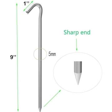 OK5STAR 9 Inch Tent Stakes – Heavy Duty Metal Stakes for Outdoor Use, 25 Pack
