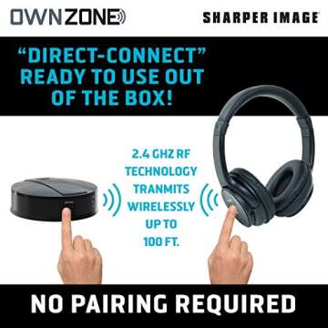 Own Zone Wireless TV Headphones - No Pairing Required!