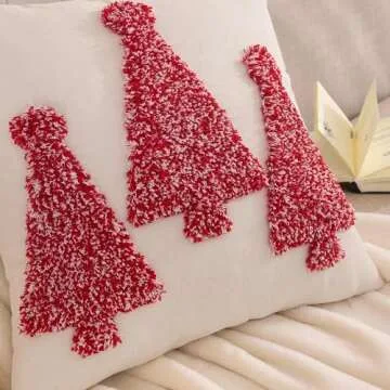 Tosleo Red Christmas Tree Pillow Covers Set of 2