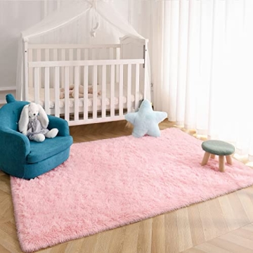 Kimicole Baby Pink Soft Area Rug for Home Decor