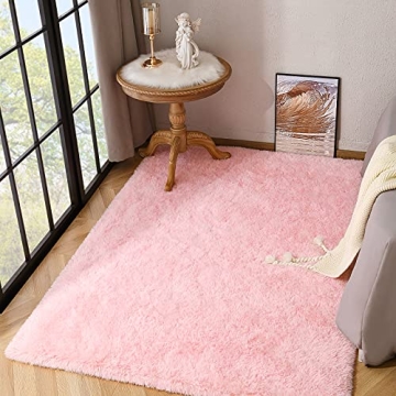 Kimicole Baby Pink Soft Area Rug for Home Decor