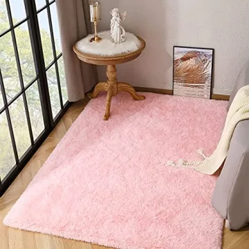 Kimicole Baby Pink Soft Area Rug for Home Decor