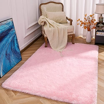 Kimicole Baby Pink Soft Area Rug for Home Decor