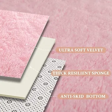 Kimicole Baby Pink Soft Area Rug for Home Decor
