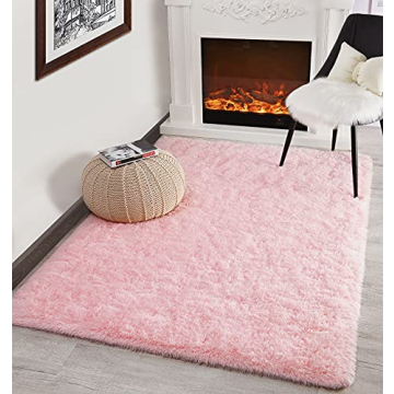 Kimicole Baby Pink Soft Area Rug for Home Decor