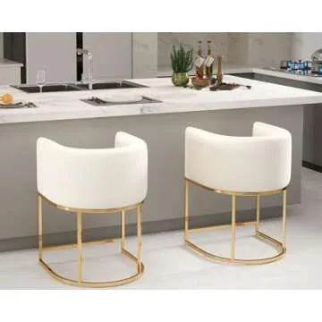 Stylish HNY Modern Barrel Counter Stools Set - 24 Inch Velvet