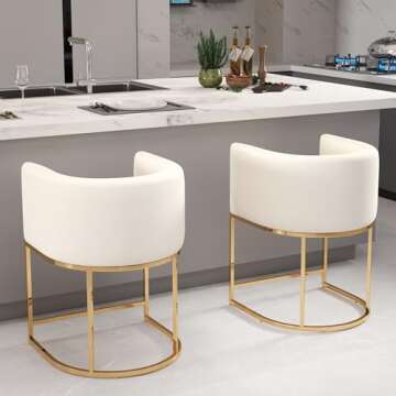 Stylish HNY Modern Barrel Counter Stools Set - 24 Inch Velvet